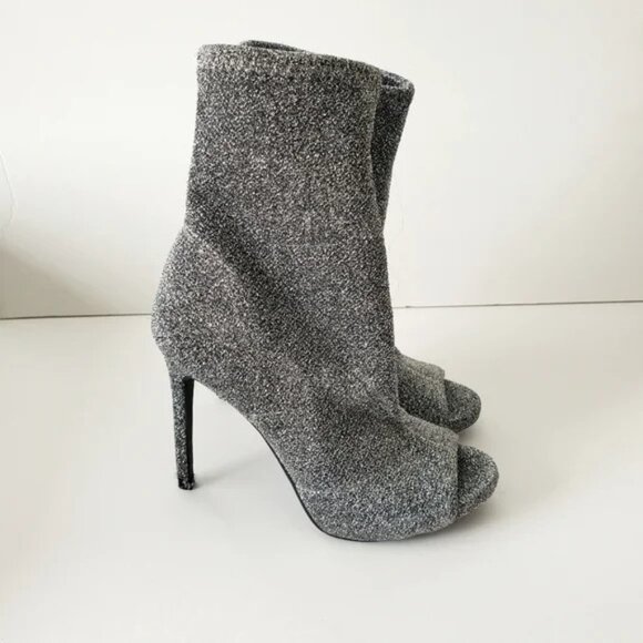 Jessica Simpson Silver Stretch Shimmer Sock Booties - Picture 2 of 4